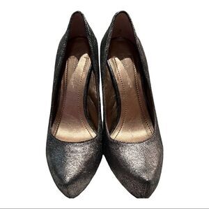 Pewter high heel platform shoes
